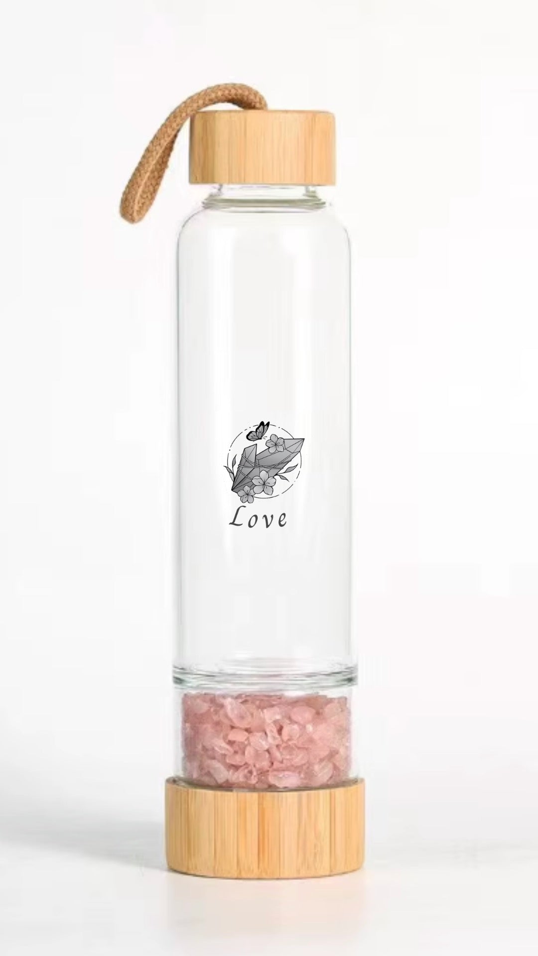 ROSE QUARTZ ~ LOVE Crystal Elixir Water Bottles