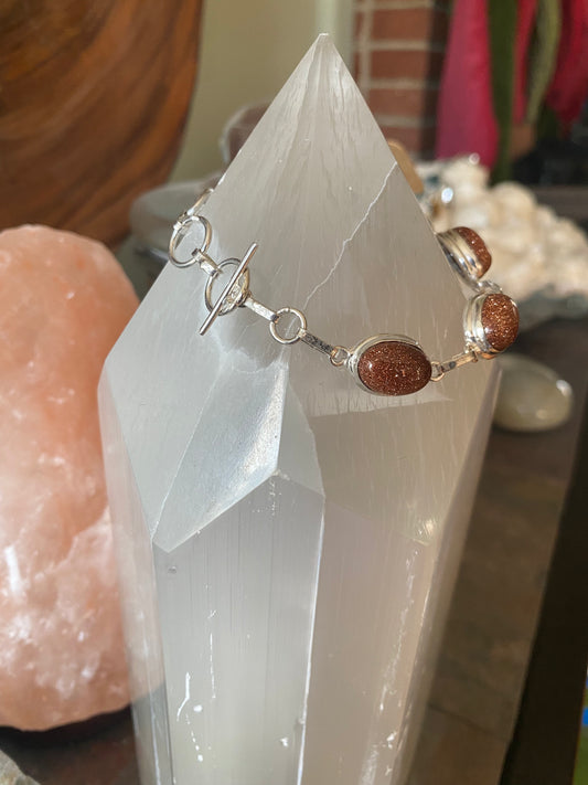 Goldstone Sterling Silver Bracelet