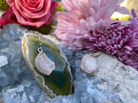 Rose Quartz Sterling Silver Earrings