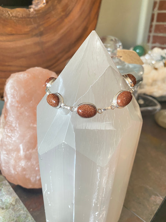 Goldstone Sterling Silver Bracelet