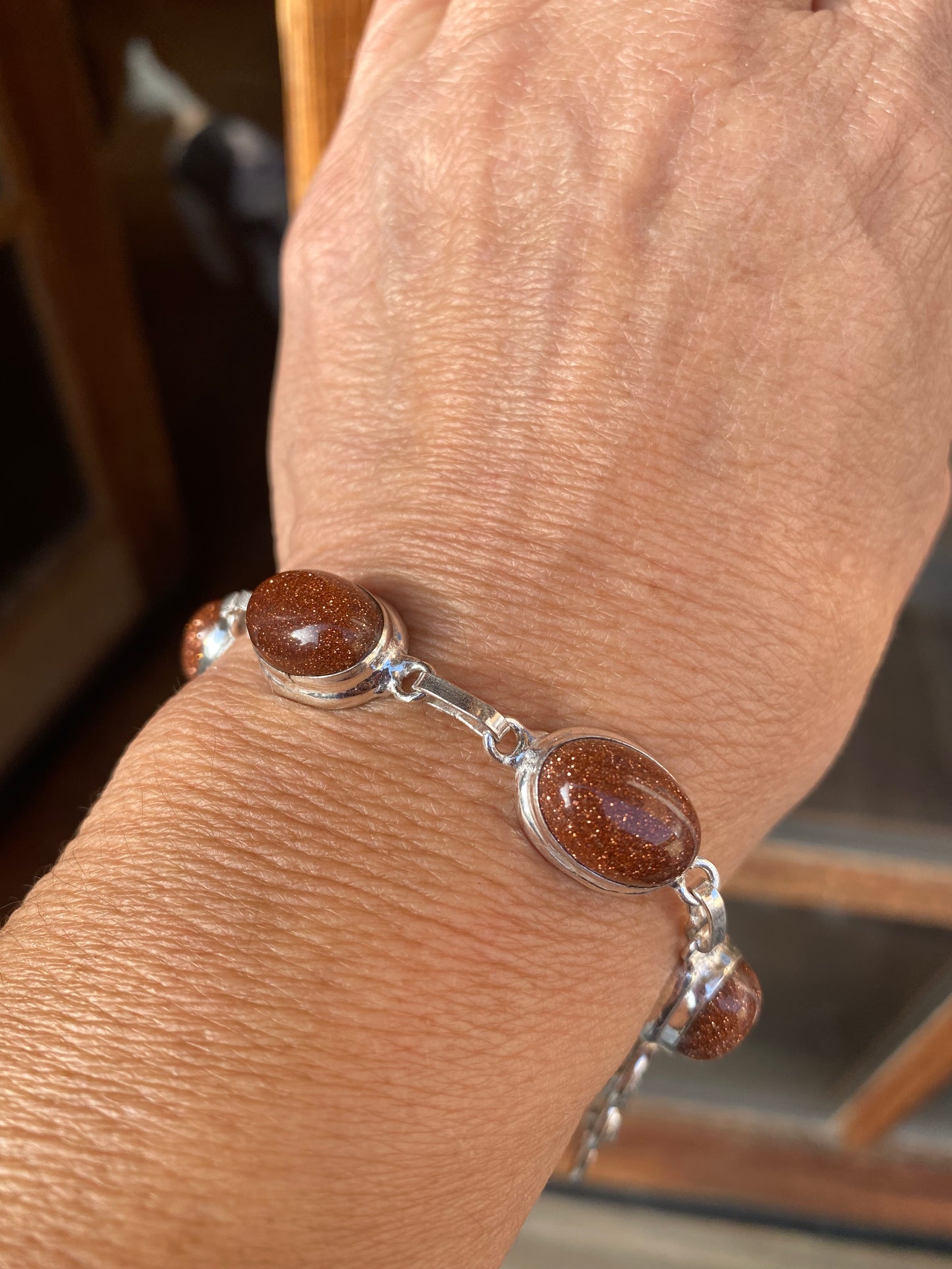 Goldstone Sterling Silver Bracelet