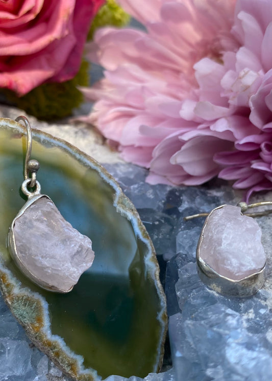 Rose Quartz Sterling Silver Earrings