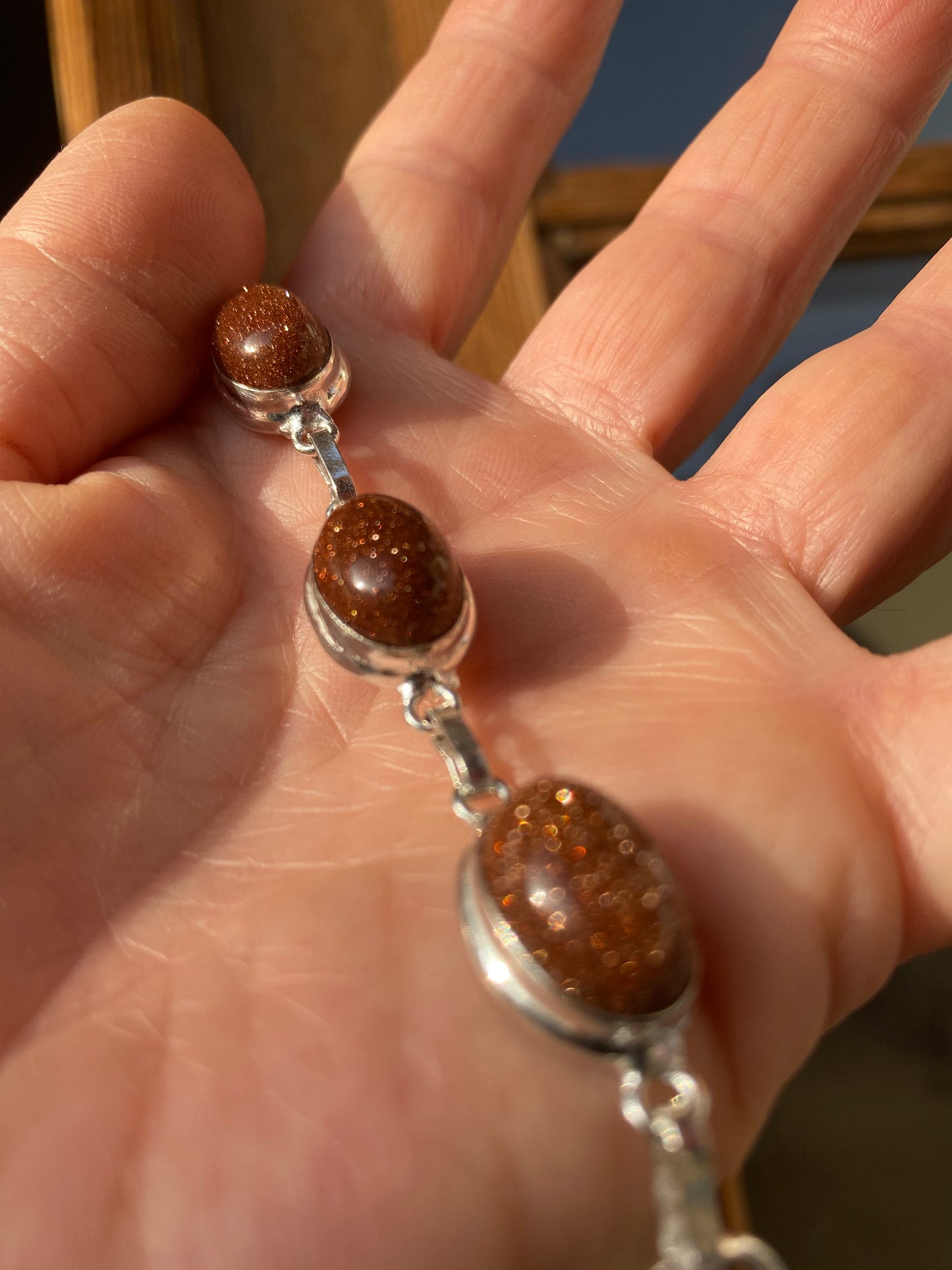 Goldstone Sterling Silver Bracelet