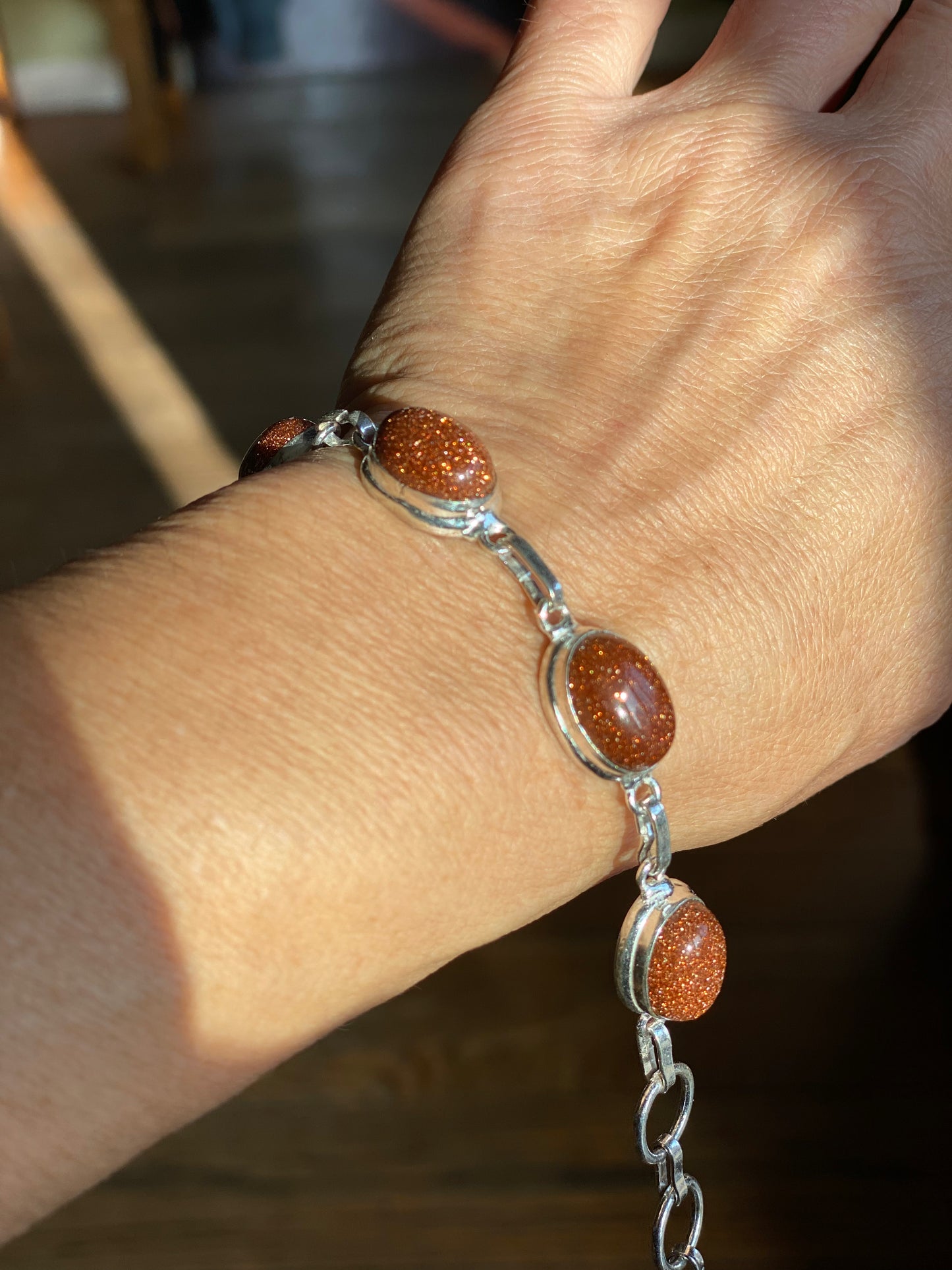 Goldstone Sterling Silver Bracelet