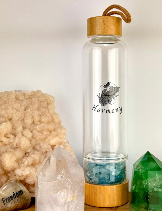 AQUAMARINE ~ HARMONY Crystal Elixir Water Bottles