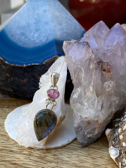 Blue Labradorite & Pink Tourmaline