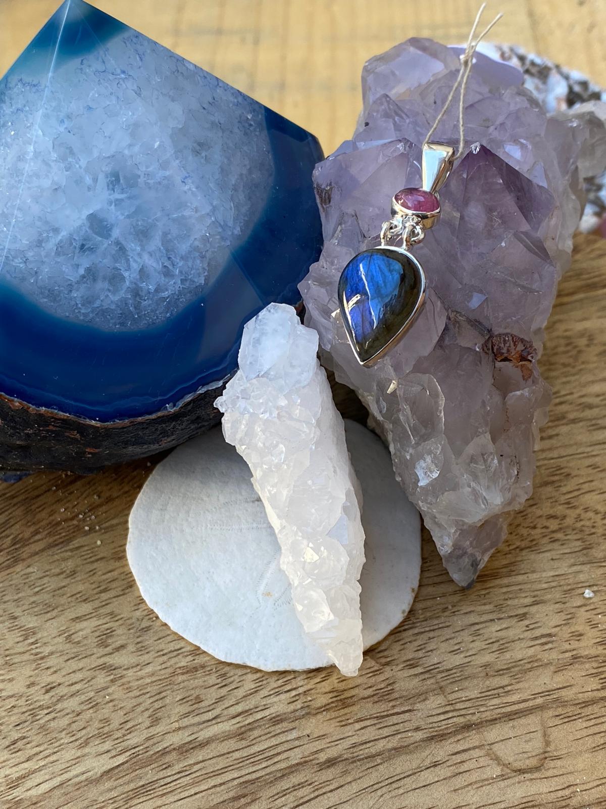 Blue Labradorite & Pink Tourmaline
