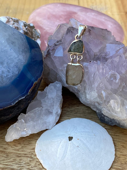 Moldavite Crystal & Libyan Glass Tektikes