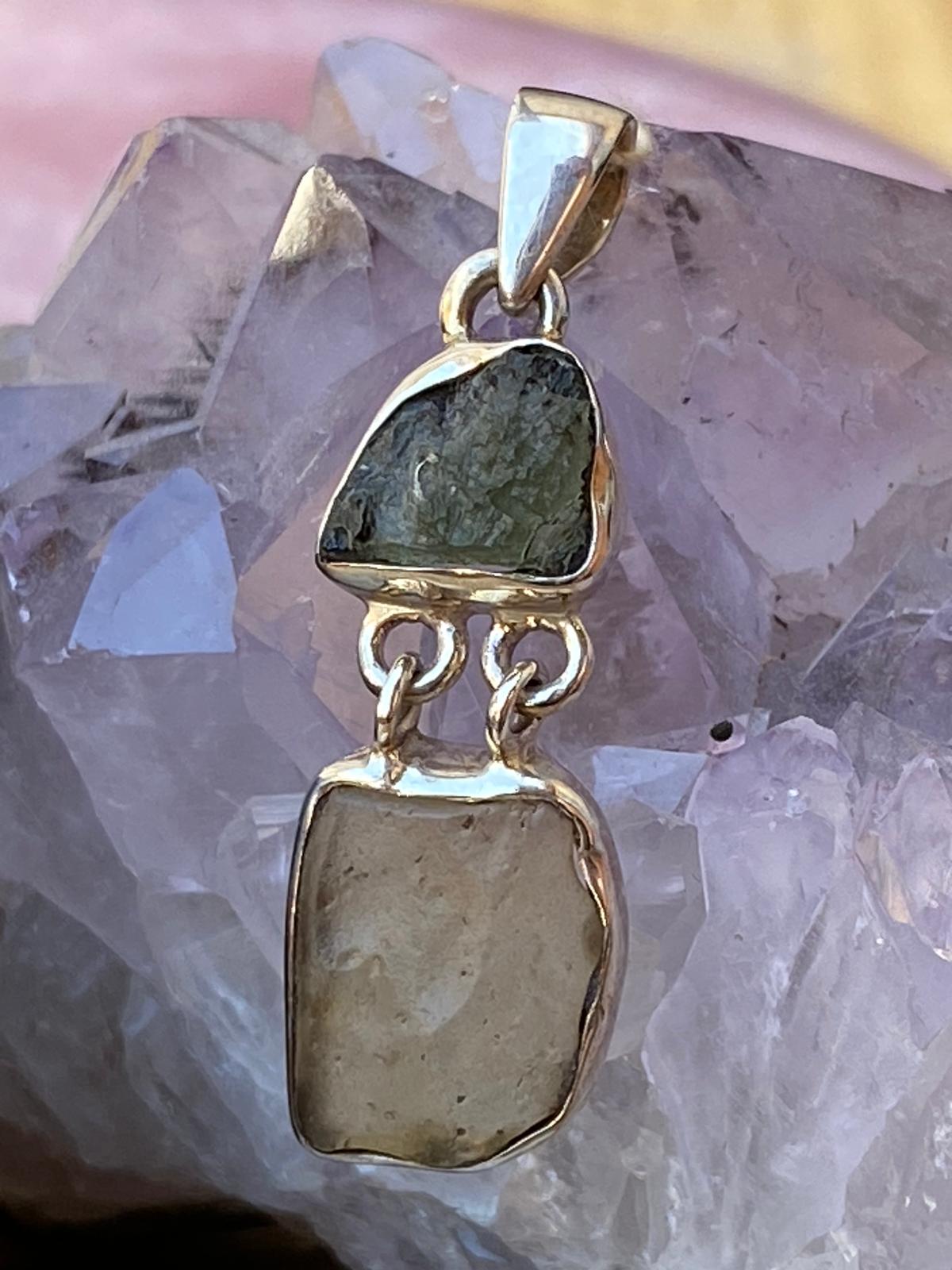 Moldavite Crystal & Libyan Glass Tektikes