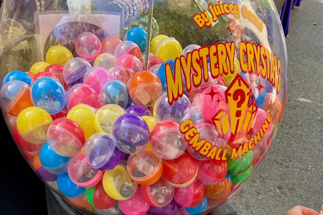 Where to find our Mystery Crystal Gemball Machine