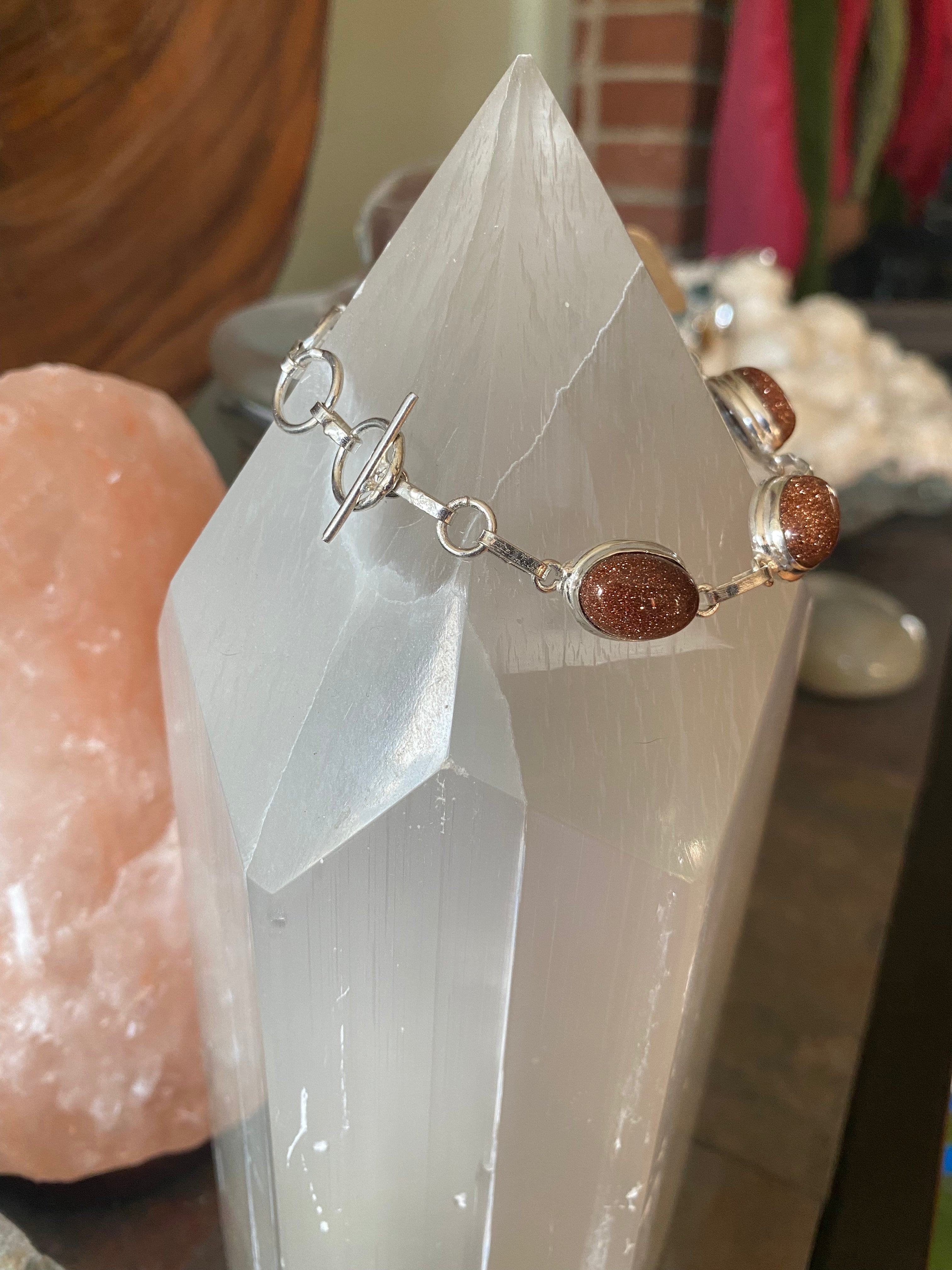 Goldstone Sterling Silver Bracelet