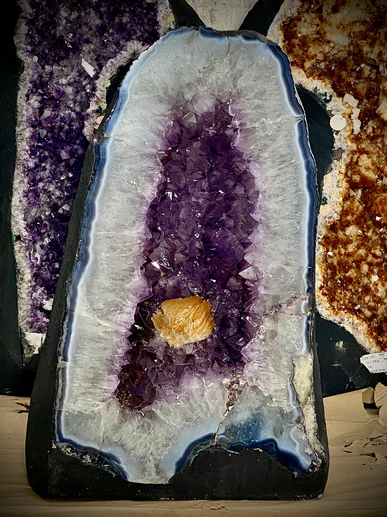 Amethyst Cathedral w/ Golden Calcite Pearl