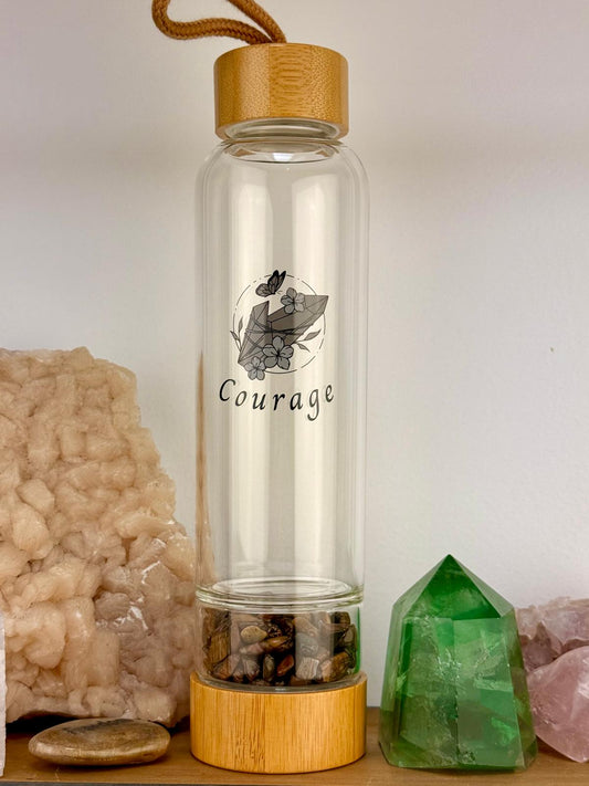 TIGER EYE ~ COURAGE Crystal Elixir Water Bottles