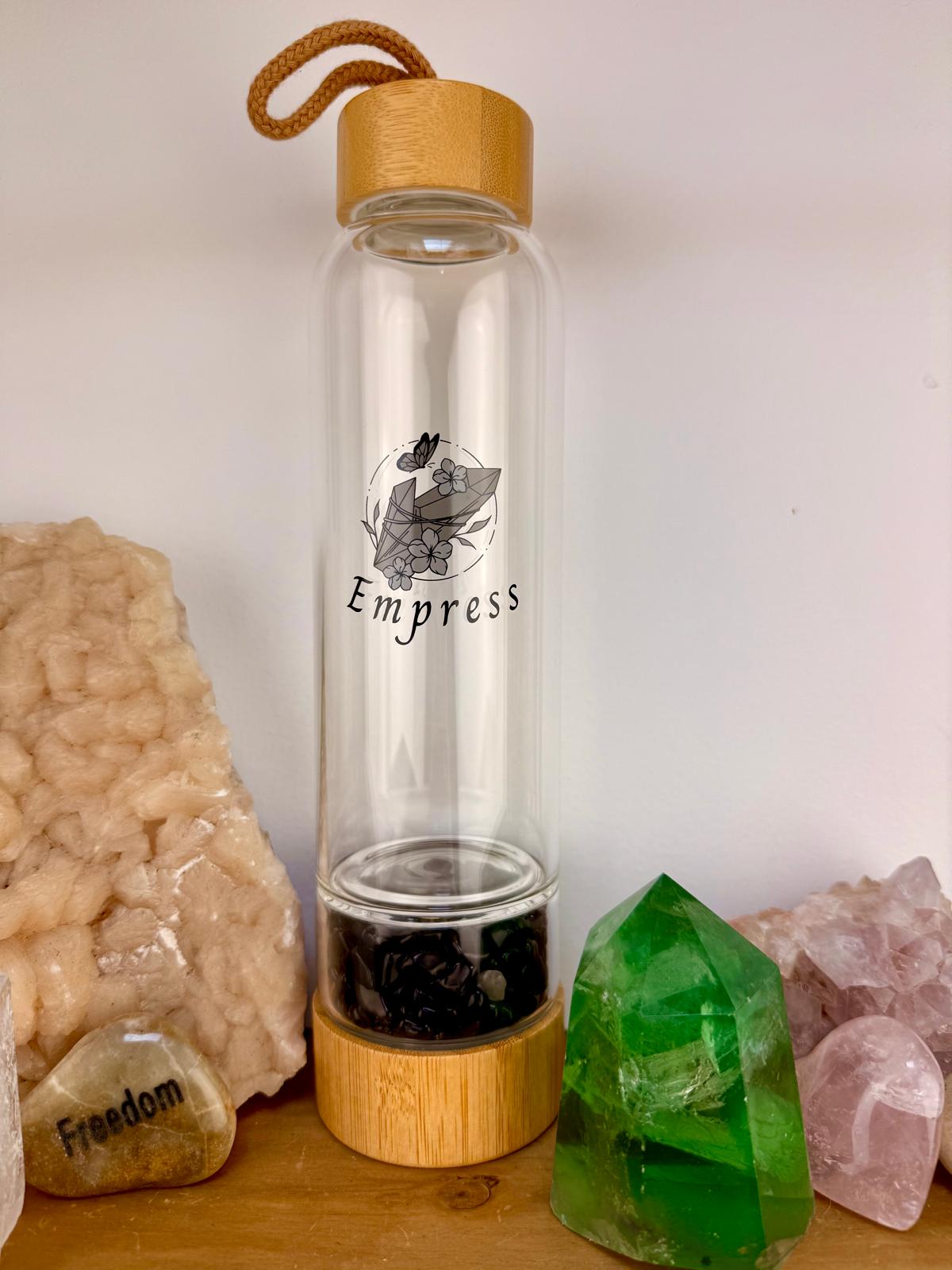 BLACK OBSIDIAN ~ EMPRESS Crystal Elixir Water Bottles