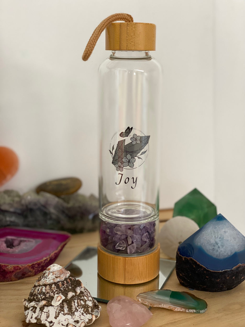 AMETHYST ~ JOY Crystal Elixir Water Bottles
