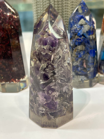 Elegant Resin Incased Crystal Obelisk