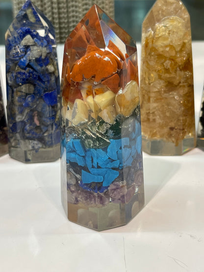 Elegant Resin Incased Crystal Obelisk