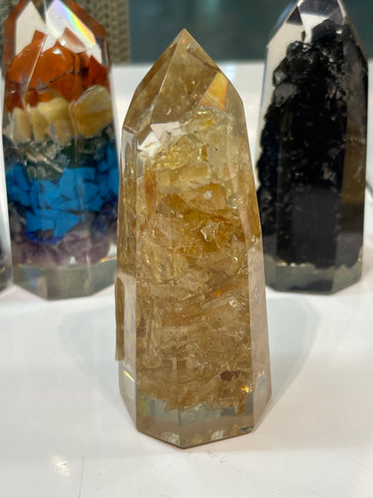 Elegant Resin Incased Crystal Obelisk