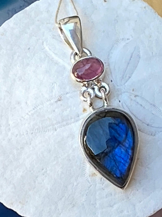 Blue Labradorite & Pink Tourmaline